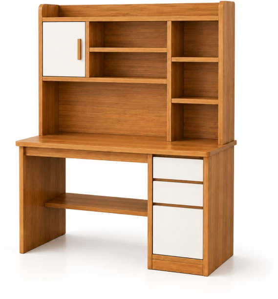 Generic Modern Computer Study Desk With Bookshelf And Drawers Study Table – Country Oak Colour