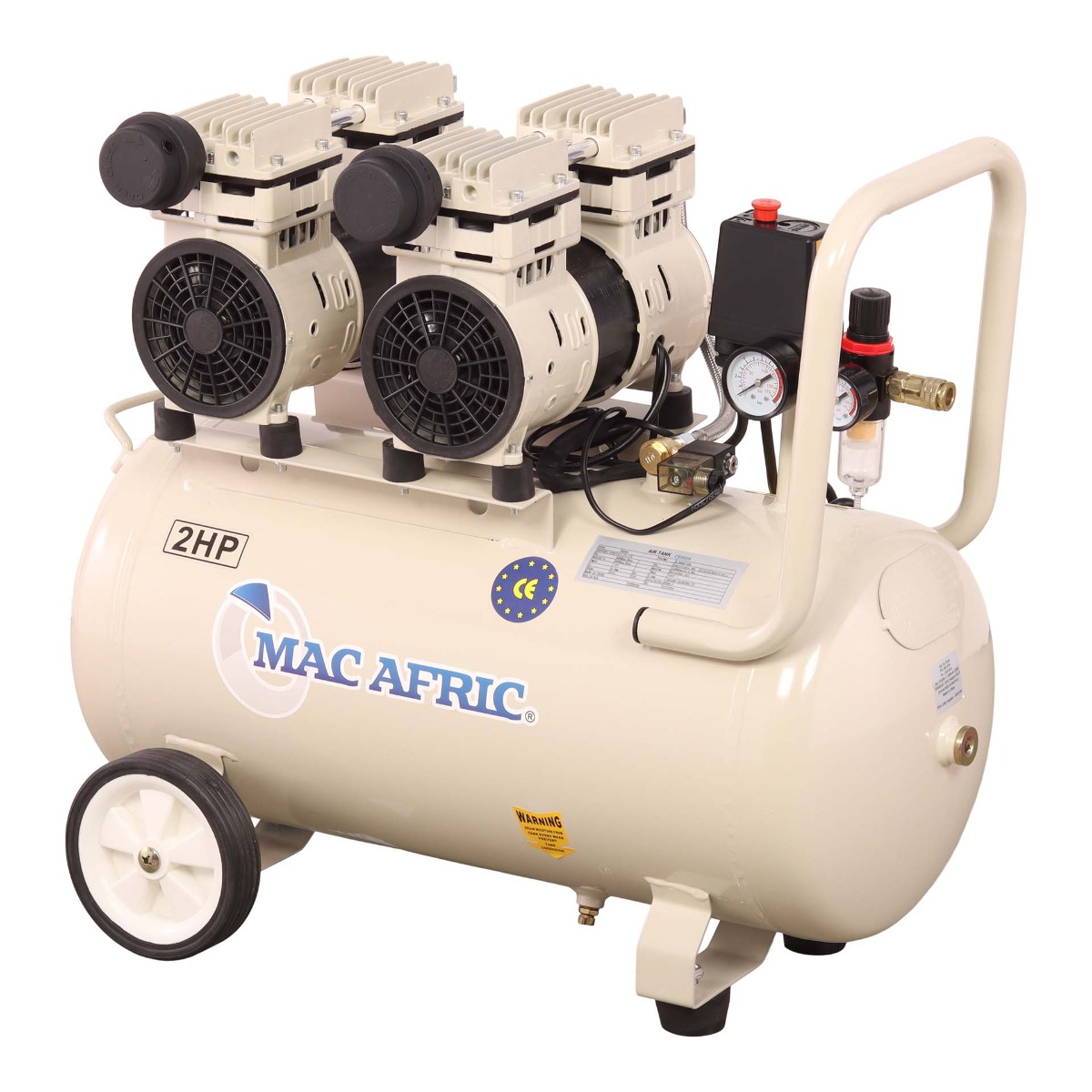 MAC AFRIC 50L Silent Oil Free Compressor 1.5 KW (2 HP) 230 V