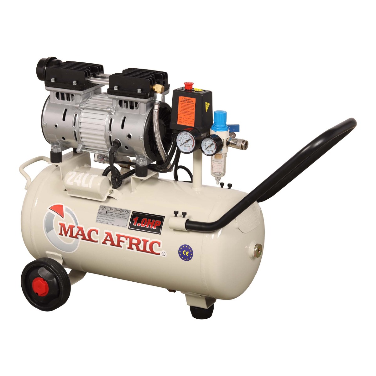 MAC AFRIC Professional 24 Litre 0.6 KW (0.8 HP) 230V Oil Free Silent Air Compressor - Image 3