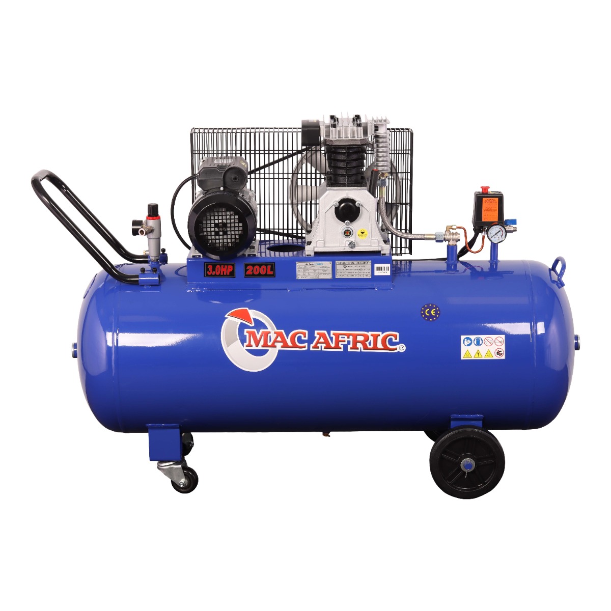 MAC AFRIC 200 Litre 2.2 KW (3 HP) 230 V Belt Driven Compressor - Image 2
