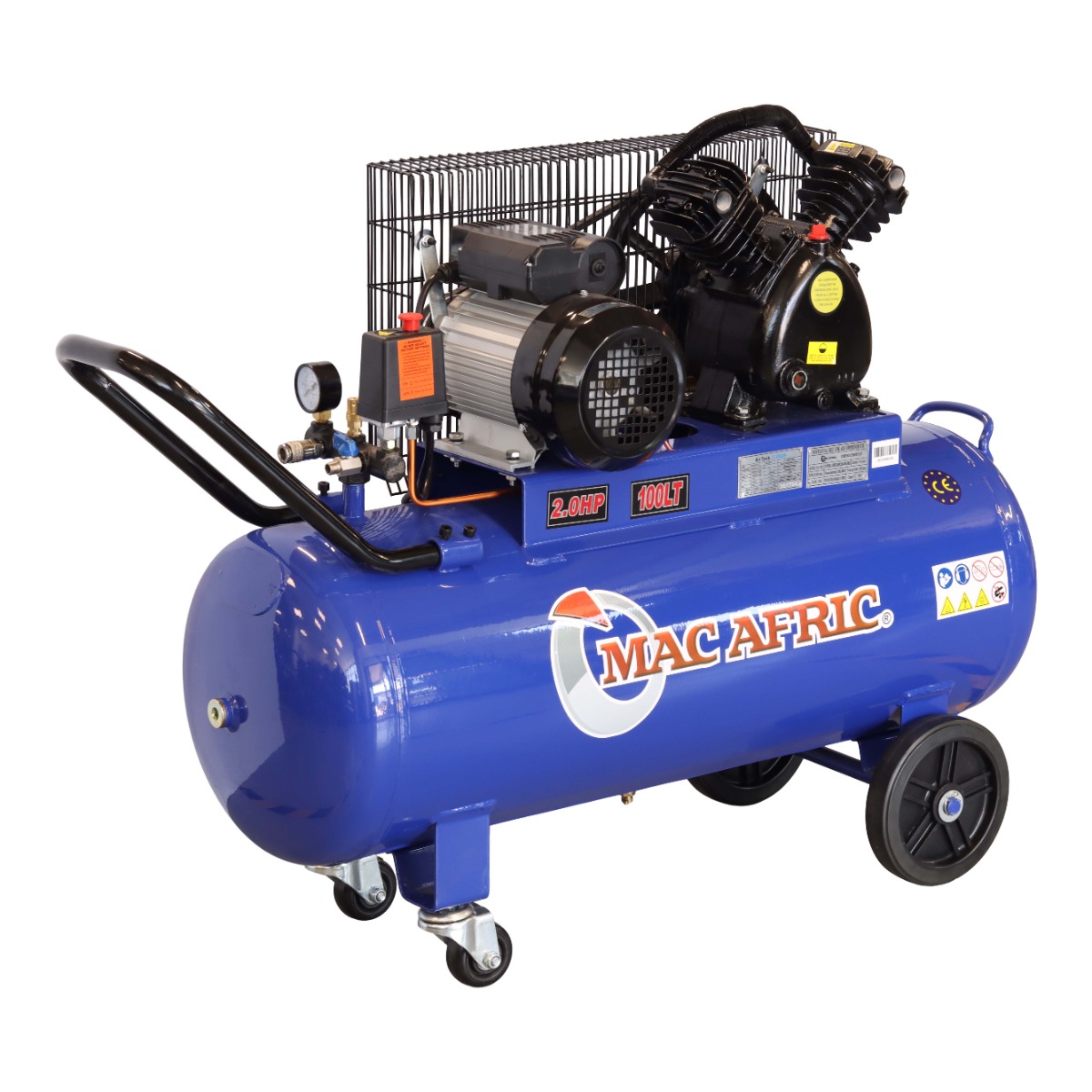 MAC AFRIC 100 Litre 1.5 KW (2 HP) 230 V Belt Driven "V-Type" Compressor - Image 2