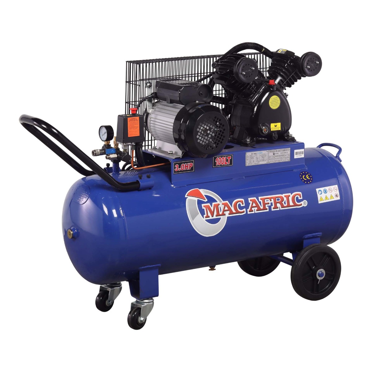 MAC AFRIC 100 Litre 2.2 KW (3.0 HP) 230 V Belt Driven V-Head Compressor - Image 2