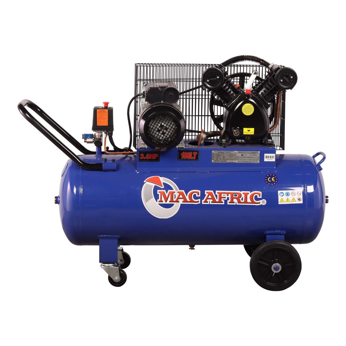 MAC AFRIC 100 Litre 2.2 KW (3.0 HP) 230 V Belt Driven V-Head Compressor - Image 3