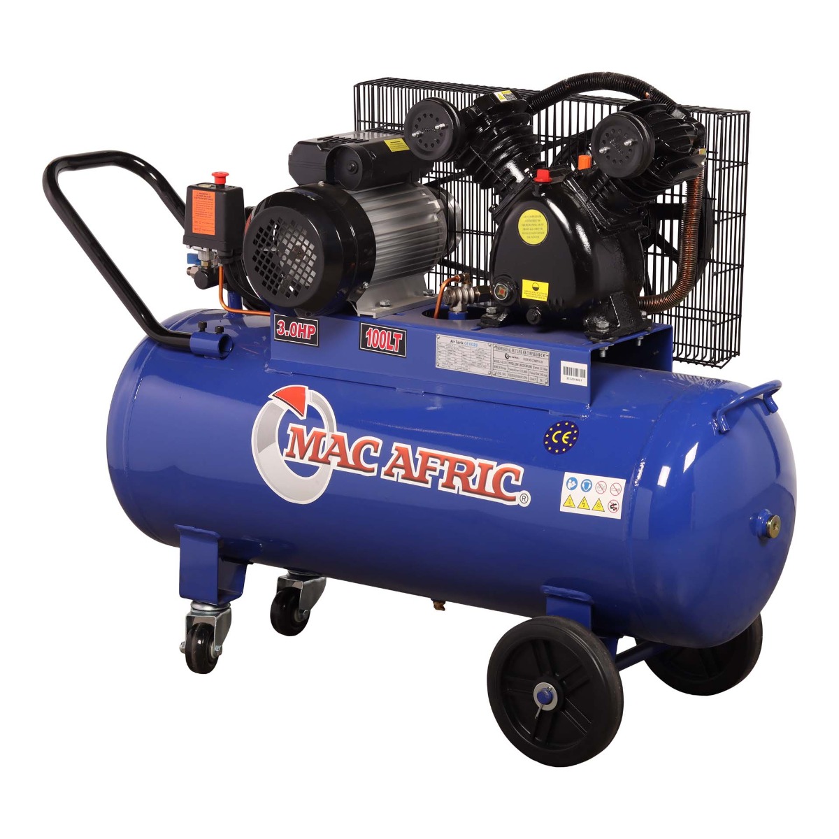 MAC AFRIC 100 Litre 2.2 KW (3.0 HP) 230 V Belt Driven V-Head Compressor