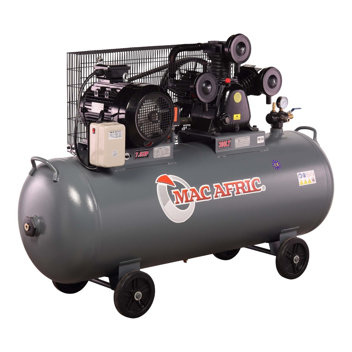 MAC AFRIC 300 Litre 5.5 KW (7.5 HP) 380 V Belt Driven "V-Type" Compressor - Image 3