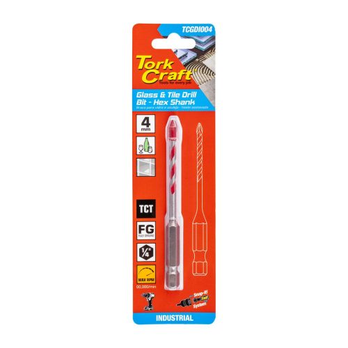 TORK CRAFT 4mm Glass & Tile Drill Bit – 1/4" Hex