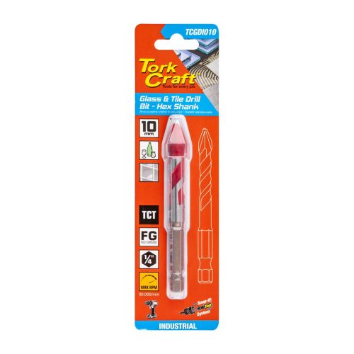 TORK CRAFT 10mm Glass & Tile Drill Bit – 1/4" Hex