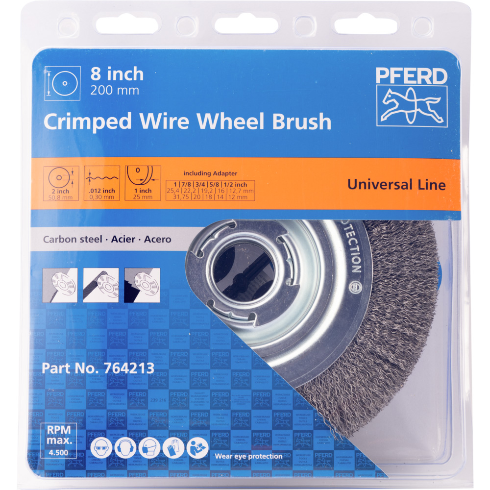 PFERD Wheel brush wide crimped RBU dia. 200x25xvariable hole steel wire dia. 0.30 universal bench grinder - Image 2