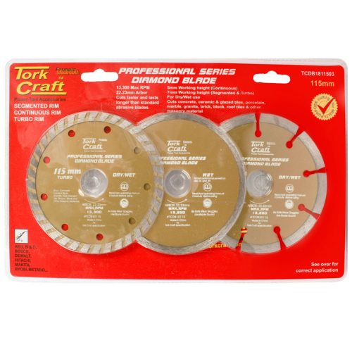 TORK CRAFT 3 PCS 115 MM Diamond Blade Set