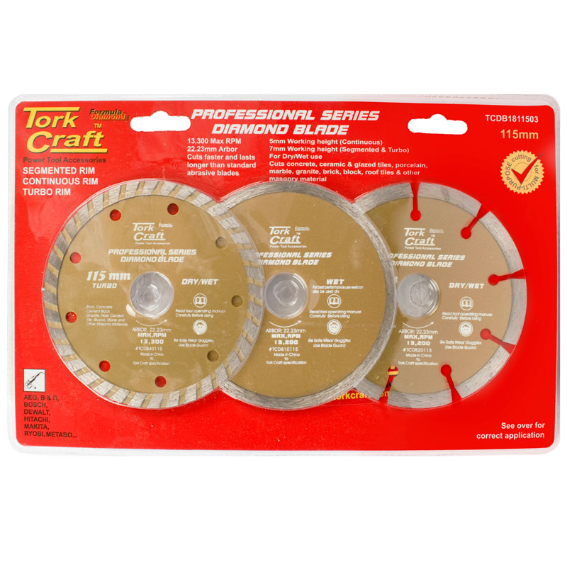 TORK CRAFT 3 PCS 115 MM Diamond Blade Set