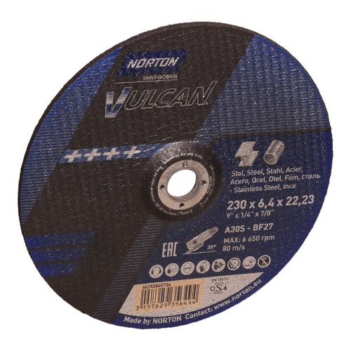 NORTON VULCAN (230 x 1,9 x 22,23 MM) Ultra - Thin Abrasive Cutting Disc with METAL INOX