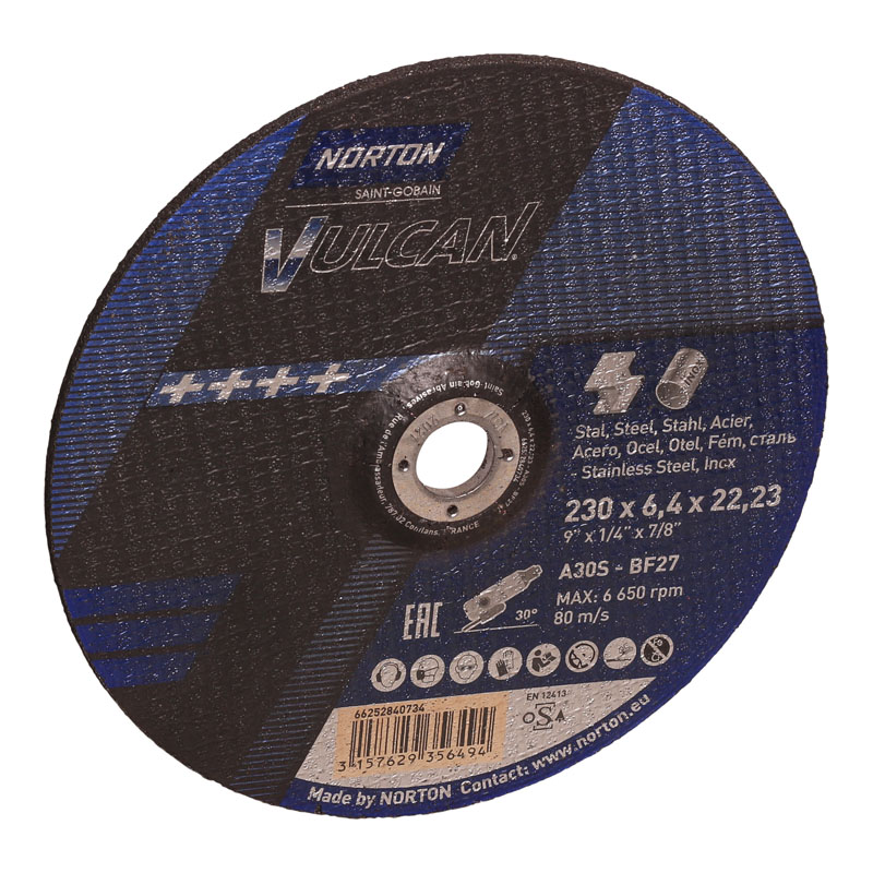 NORTON VULCAN (230 x 1,9 x 22,23 MM) Ultra - Thin Abrasive Cutting Disc with METAL INOX
