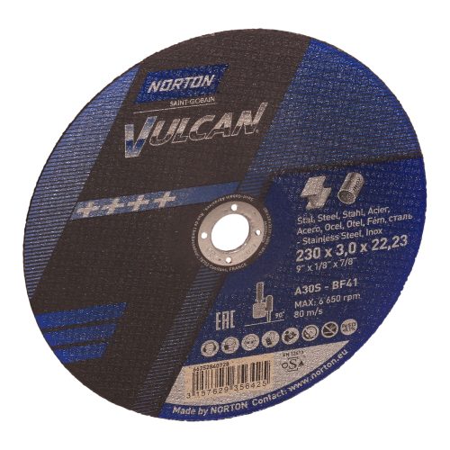 NORTON VULCAN (230 x 3,0 x 22,23 MM) Abrasive Cutting Disc with METAL INOX
