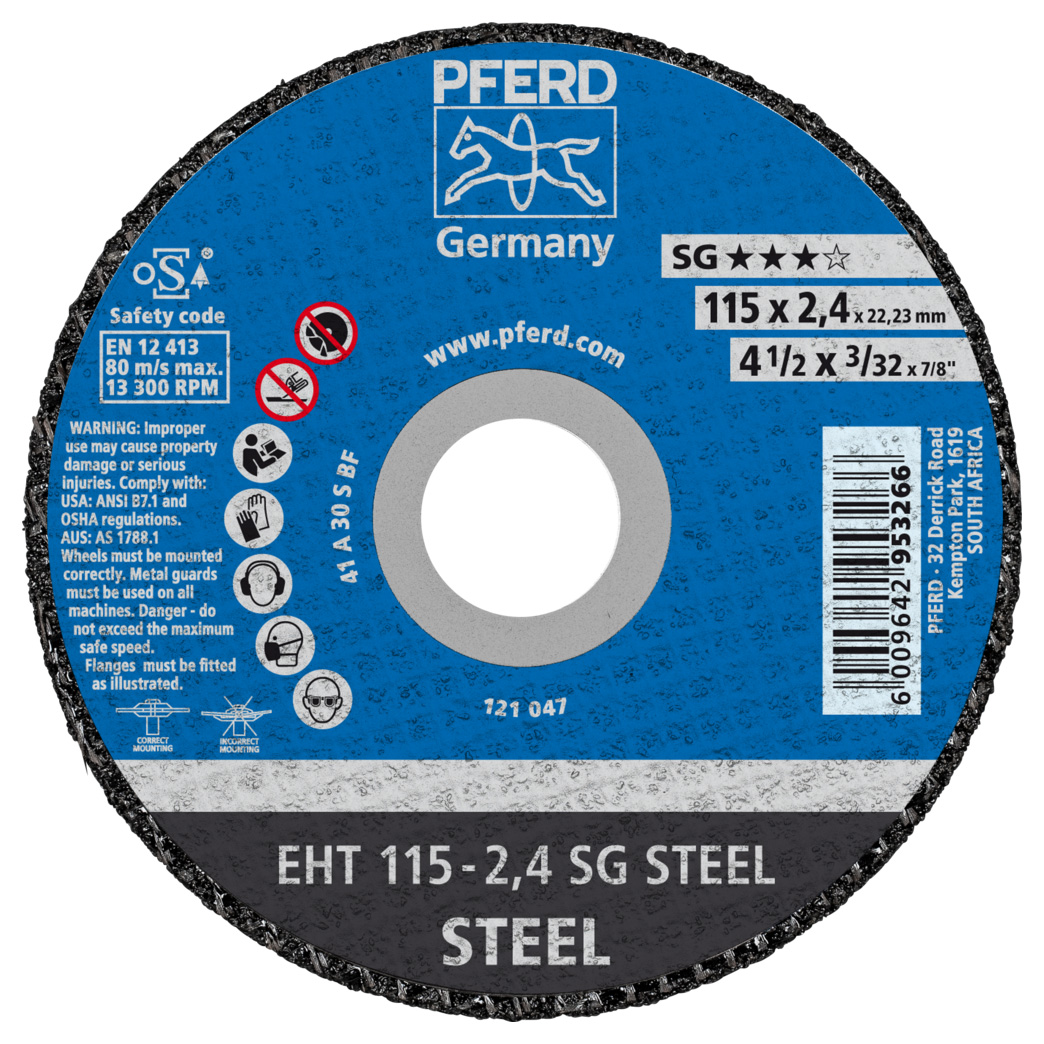 PFERD Cut-off wheel EHT 115x2.4x22.23 mm flat Performance Line SG STEEL for steel