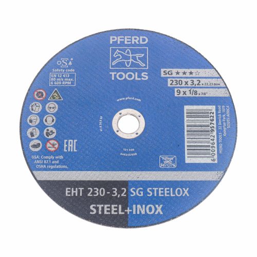 PFERD Cut-off wheel EHT 230x3.2x22.23 mm flat Performance Line SG STEELOX for steel/stainless steel
