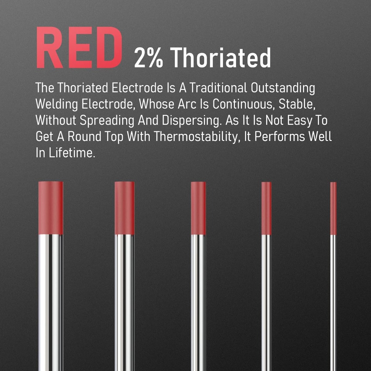 MAC AFRIC RED TIG Welding Tungsten Electrodes 2% Thoriated 2.4 MM (10 Pack) - Image 3