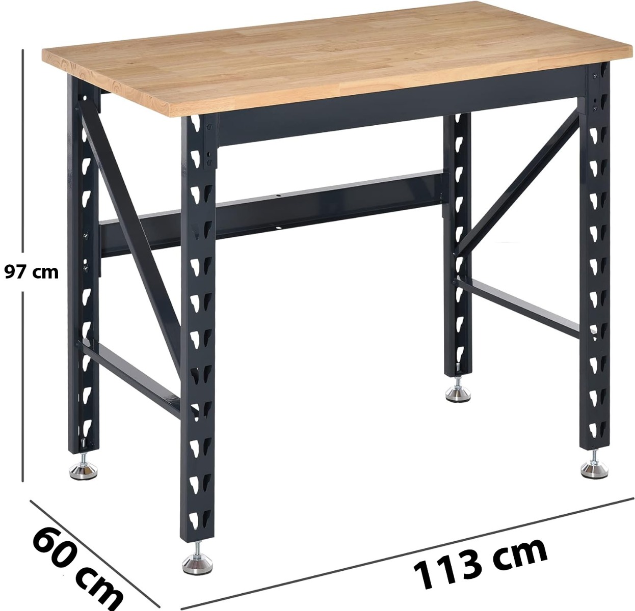 MAC AFRIC Work Table with Adjustable Footpads and Large Solid Wood Tabletop - Image 2