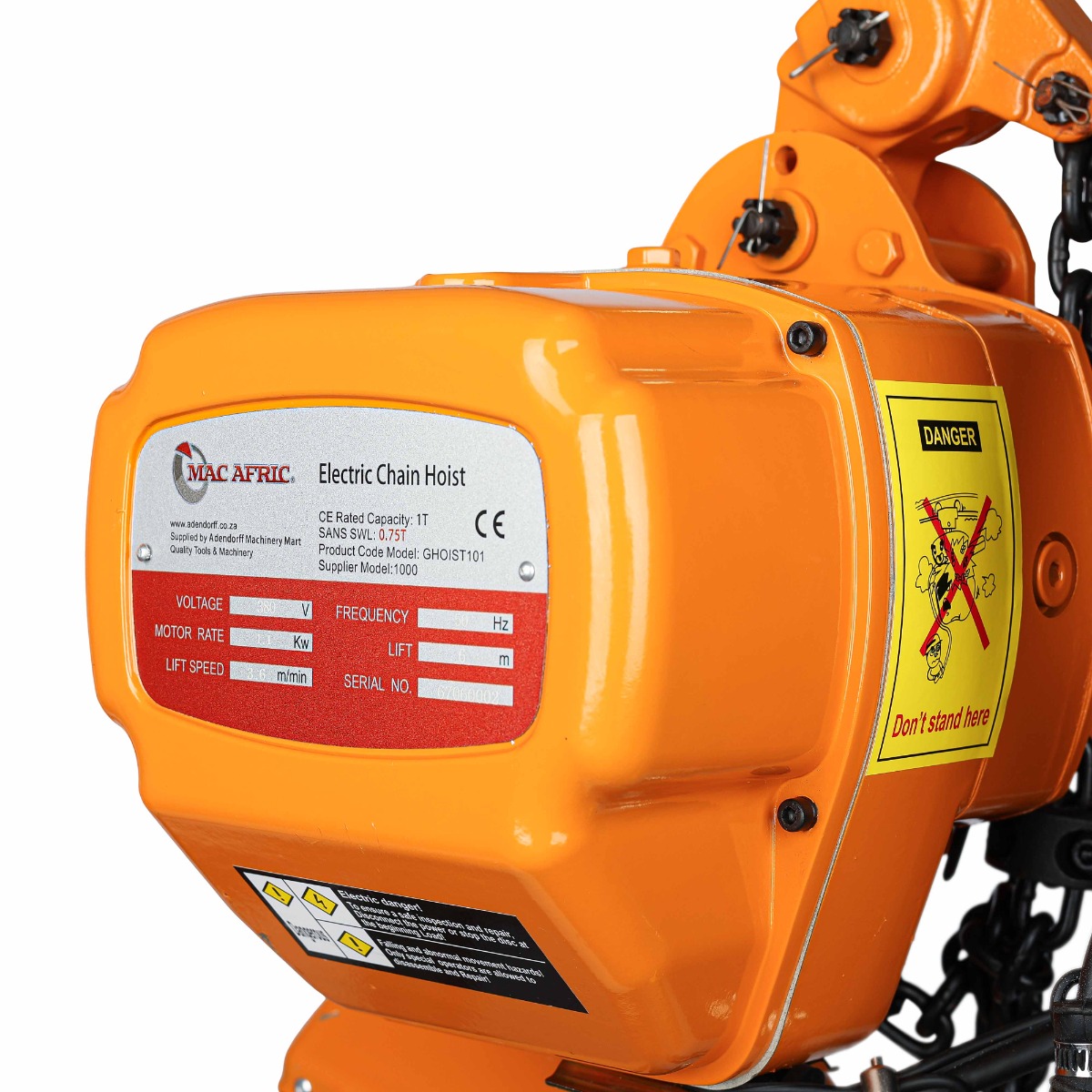 MAC AFRIC 750kg x 6m Electric Chain Hoist (380V) - Image 3