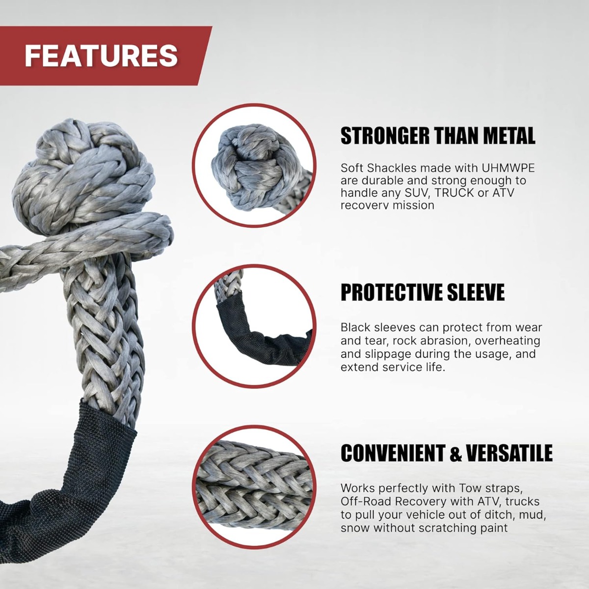 MAC AFRIC 2 Ton Towing Rope Soft Shackle - Image 3