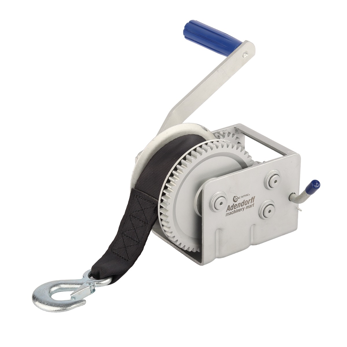 MAC AFRIC 1000kg Dacromet Hand Winch with Nylon Strap 50mm x 7m