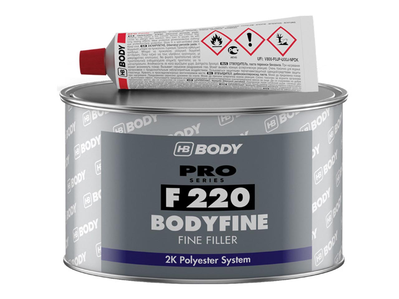 HB BODY F 220 Bodyfine Fine Filler, White