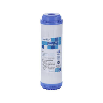 Media Filter Cartridge 9 7/8", GAC Filter, Iodine Rating 1000, Blue Cap, White Sump (M01-GT-BW)