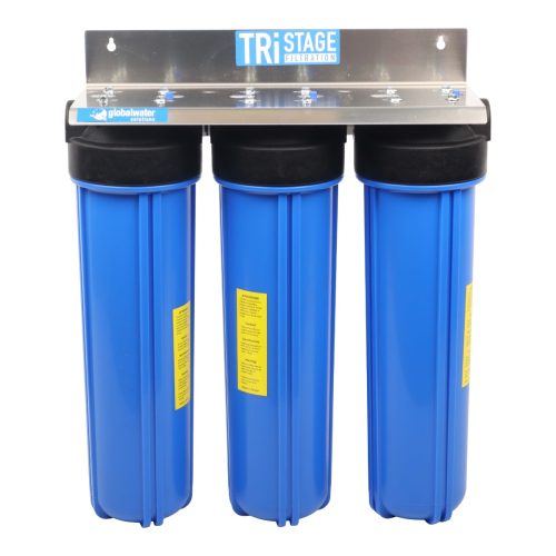 Triple 20″ Housing, Assembled with Aluminium Wall Mounting Bracket, 2 x Nipplo Connectors (Jumbo)