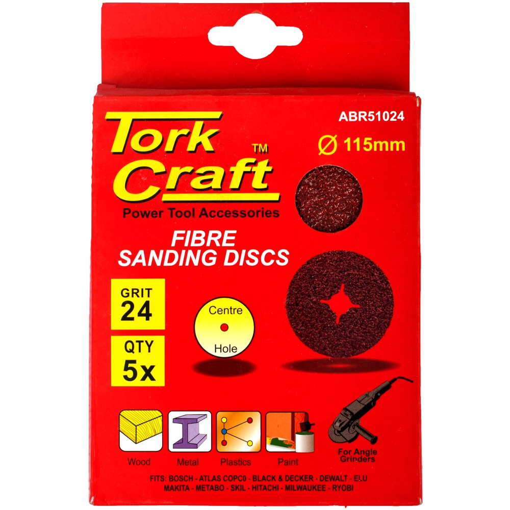 TORK CRAFT Fibre Disc 115mm 24 Grit 5 Pack - Image 2