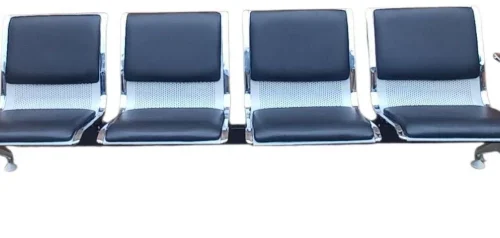 SMTE 4-Seater Metal Waiting Chair Office Arm Chair – Black