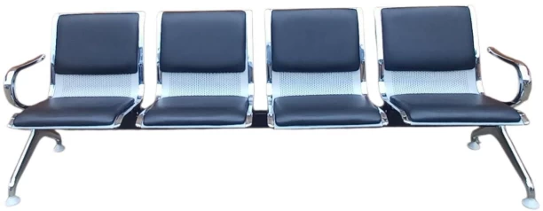 SMTE 4-Seater Metal Waiting Chair Office Arm Chair – Black
