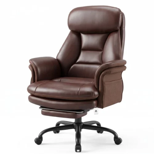 Topika Elite Max -Leather Office Chair With Foot Rest & Adjustable Arm Rest Office Adjustable Arm Chair – Brown