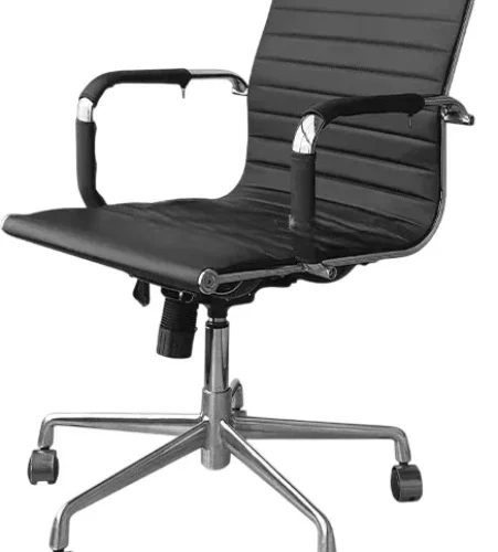 Eay Eay Thing Mid-High Back Ribbed Office Chair, Adjustable Ergonomic Computer Chair with Aluminum Alloy Frame Office Adjustable Arm Chair – black