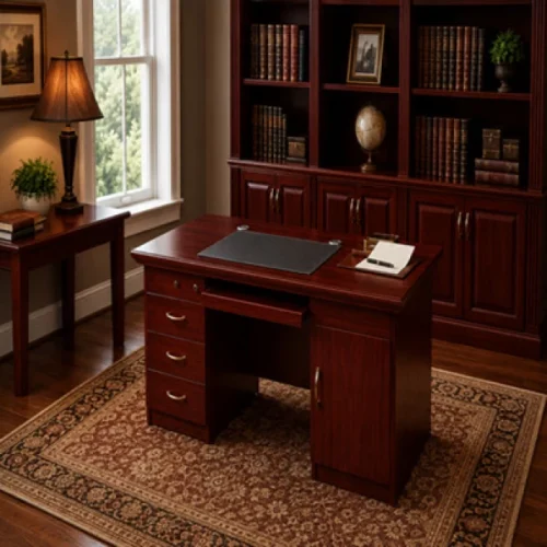 GOF Furniture FZ-1426 Alessia Executive Office Desk 1400 × 700 × 760 mm Office Table – Mahogany