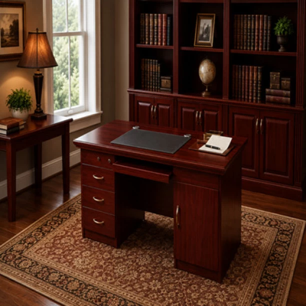 GOF Furniture FZ-1426 Alessia Executive Office Desk 1400 × 700 × 760 mm Office Table – Mahogany