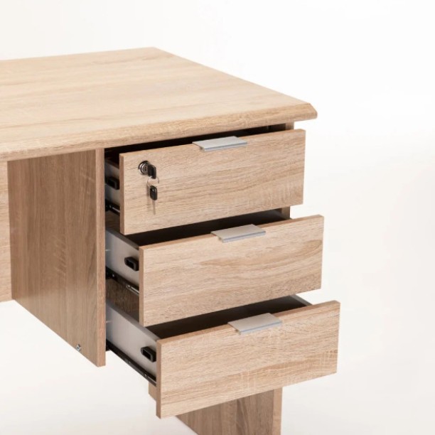 Classic DELUXE 3 DRAWER DESK Office Table – Light Oak - Image 5