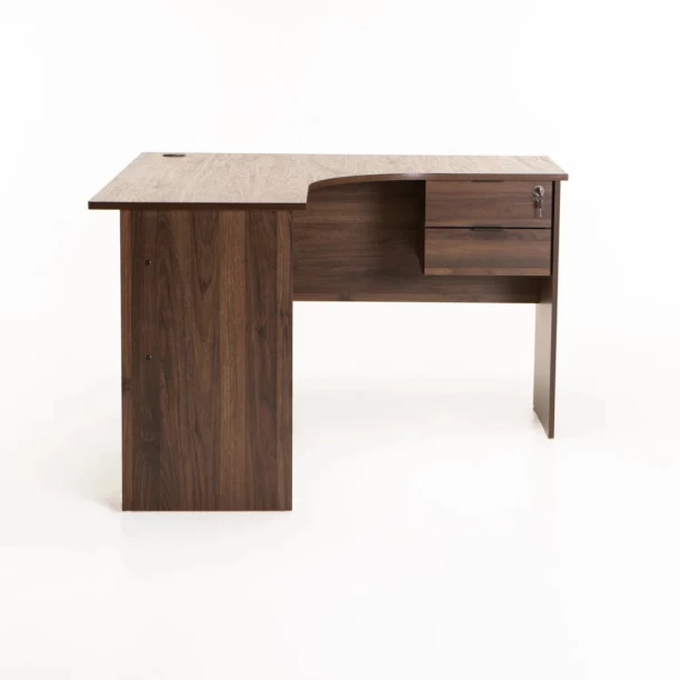 Keir 120cm 2 Drawer Corner Desk - Walnut 3698500143692 Multipurpose Table - Image 2