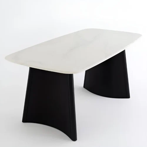 SMTE Modern Rectangular Marble Study Table – Black