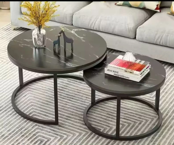 MIMMIE94 NESTING COFFEE TABLE TWO PIECE Multipurpose Table – BLACK