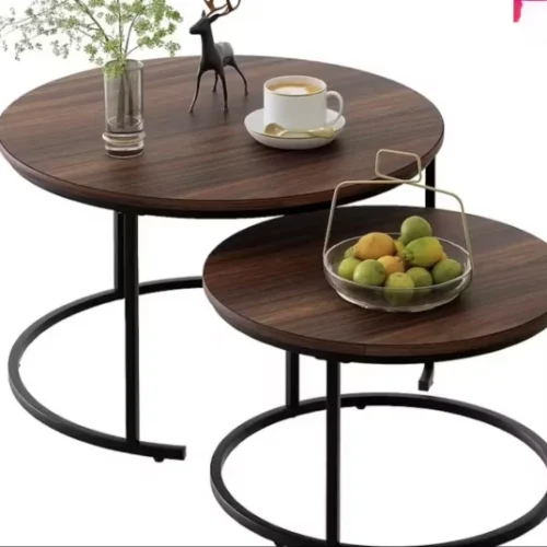 The Green Bliss Boutique NESTING ROUND COFFEE TABLE Multipurpose Table – BROWN