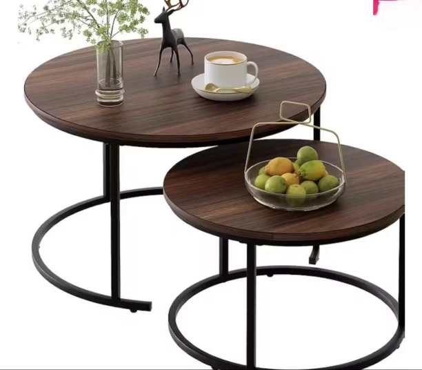 The Green Bliss Boutique NESTING ROUND COFFEE TABLE Multipurpose Table – BROWN