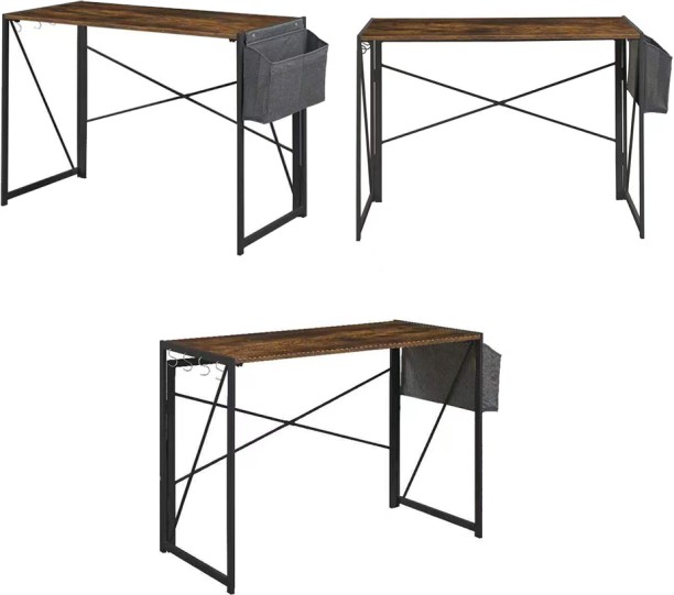 Anchor Home Office Folding Desk Computer Table with 4 hooks & Hanging Bag Multipurpose Table – Brown, Black - Image 5