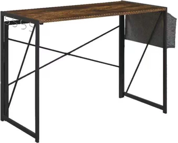 Anchor Home Office Folding Desk Computer Table with 4 hooks & Hanging Bag Multipurpose Table – Brown, Black