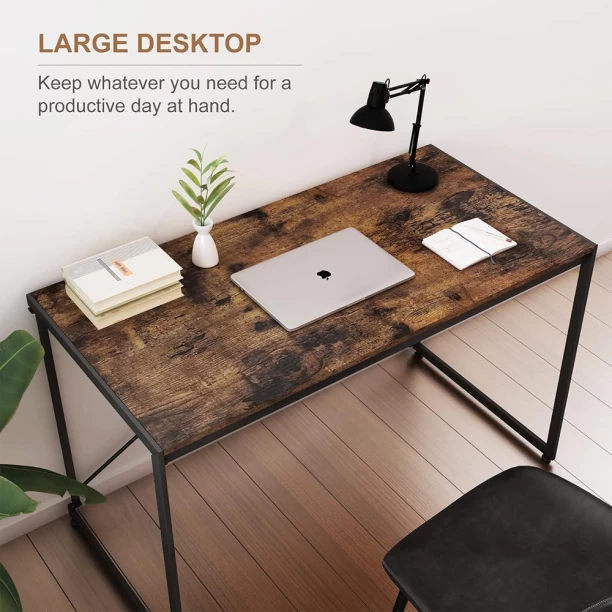 Anchor Home Office Folding Desk Computer Table with 4 hooks & Hanging Bag Multipurpose Table – Brown, Black - Image 4