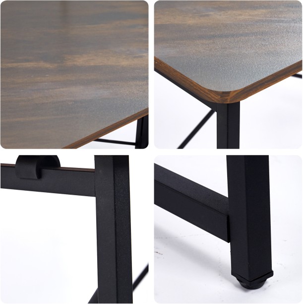 RSQQAV 100cm Foldable Computer Desk – No-Assembly Portable Home Office Study Table with E1 Particleboard Top & Thickened Iron Frame Multipurpose Table – Burning wood - Image 3