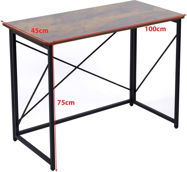 RSQQAV 100cm Foldable Computer Desk – No-Assembly Portable Home Office Study Table with E1 Particleboard Top & Thickened Iron Frame Multipurpose Table – Burning wood - Image 4