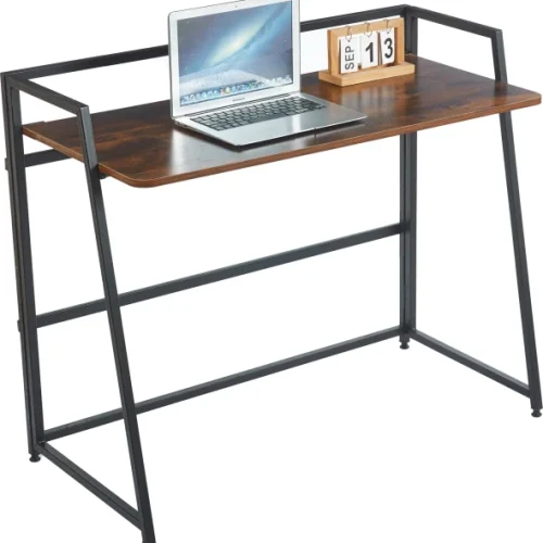 ArtisanFurnitureWarehouse Furniture 100 × 50 × 80cm Foldable Storage Computer Desk Writing Desk with X-shaped Metal Frame Space Saving Suitable for Home Office Bedroom Dormitory-Berlin Rustic Multipurpose Table
