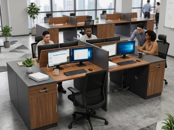 GOF FURNITURE BKTC-12524-4 Workstation Office Table – Ebony - Image 2