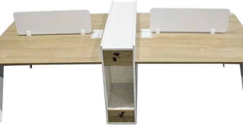 GOF Furniture Emerge 6-Seater Open-Plan Workstation Study Table – Oak, Chair Included