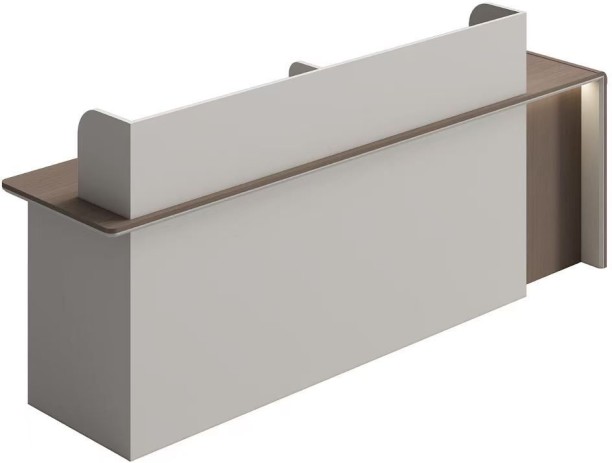 GOF Furniture YG240Q-2.4M Amelia Reception Desk 2400 x 600 x 1100mm with LED – Almond Grey Office Table - Image 3
