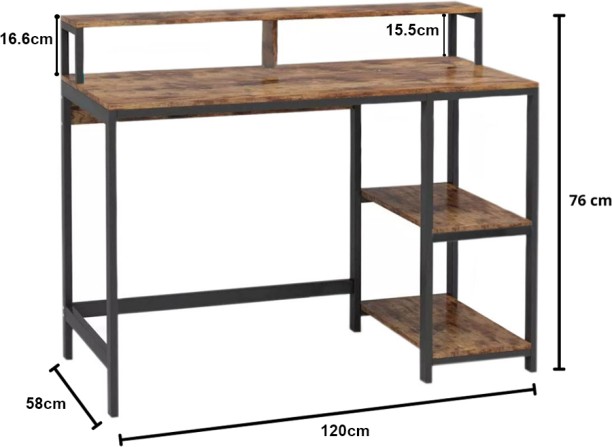 Anchor Computer Laptop Desk with Monitor Stand Home Office Metal Leg Frame Multipurpose Table – Brown, Black - Image 3